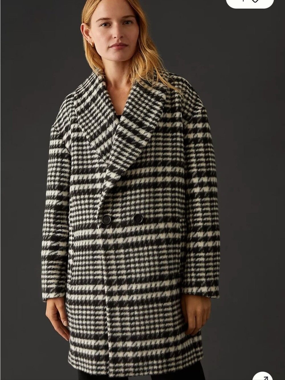 Avec Les Filles Plaid Wool Bland Coat Size M